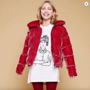 Pink Velvet Puffer Jacket